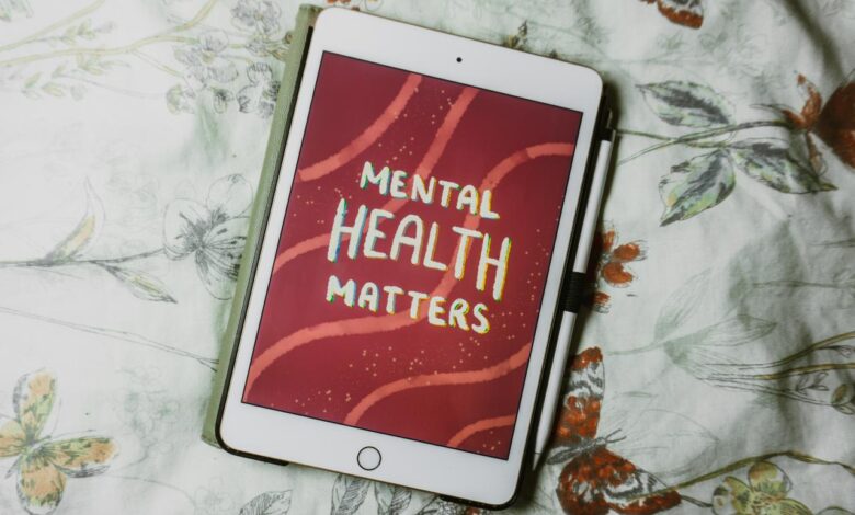 a tablet with the words mental health matters on it